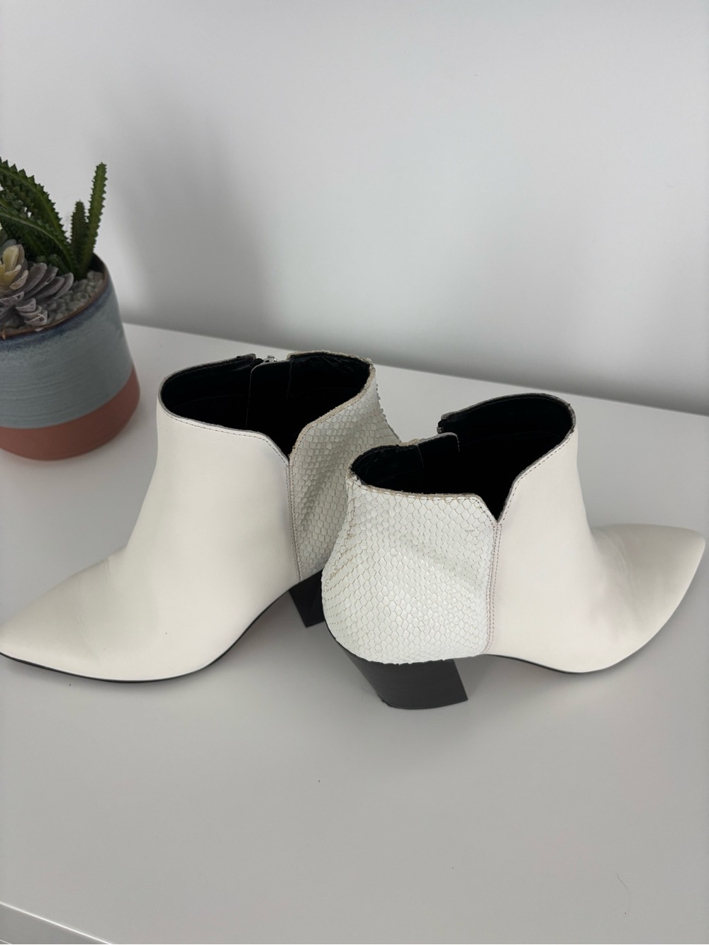 White Women’s Ankle Boots - Stylish Pointed Toe Booties by Dolce Vita